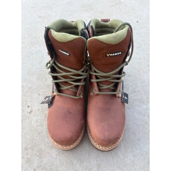 Hawx Women / Men Brown Leather Waterproof Composite Toe Work Boots Size 7B - Picture 4 of 8